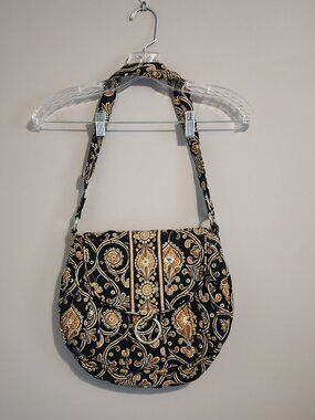 Vera Bradley Large Quilted Crossbody Bag in Caffe Latte Paisley